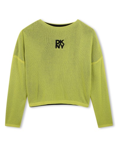 Pull fille Dkny Jaune Noir