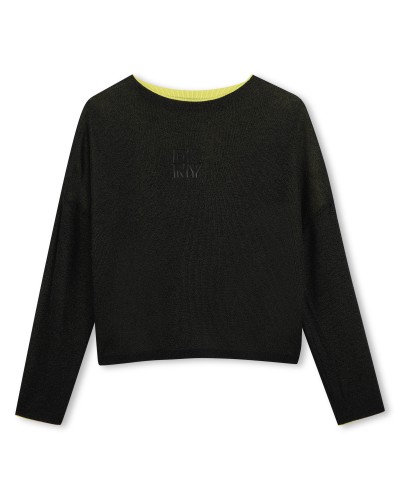 Pull fille Dkny Jaune Noir