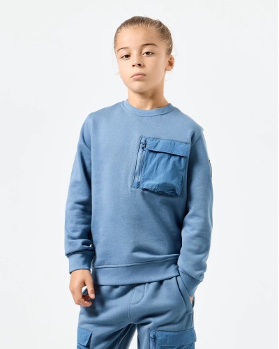 WEEK-END OFFENDER KIDS SWEAT A COL ROND AVEC POCHE NYLON NEVE