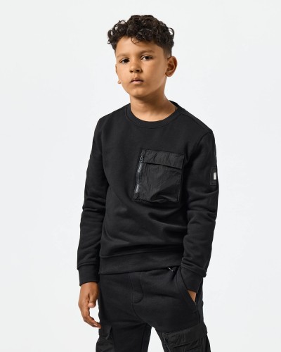 WEEK-END OFFENDER KIDS SWEAT A COL ROND AVEC POCHE NYLON NEVE