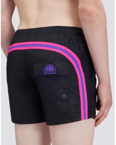 SUNDEK MAILLOT DE BAIN HOMME TAILLE COURTE ÉLASTIQUÉE TAFFETAS ICONIQUE ARC-EN-CIEL 2 COULEURS